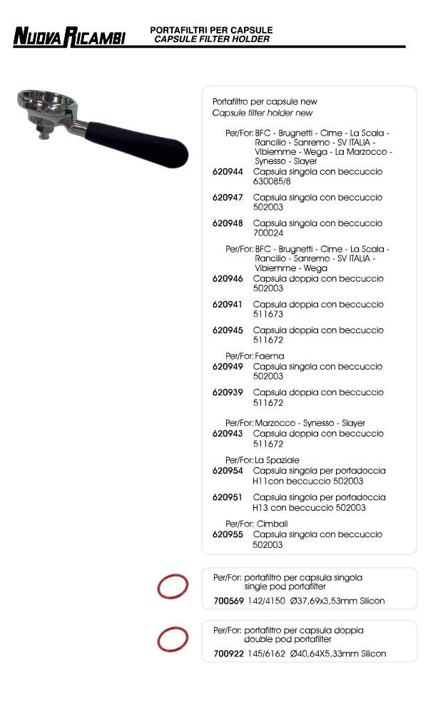 Portafiltri per capsule 