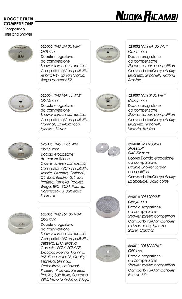 Competition filters and shower filters