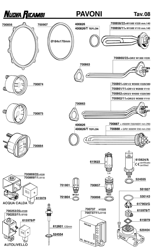 La Pavoni 08 ESPRESSO MACHINE PARTS